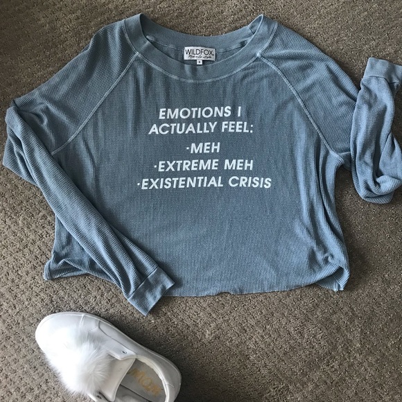 Wildfox Tops - Wildfox Waffle Material Long Sleeve Pullover